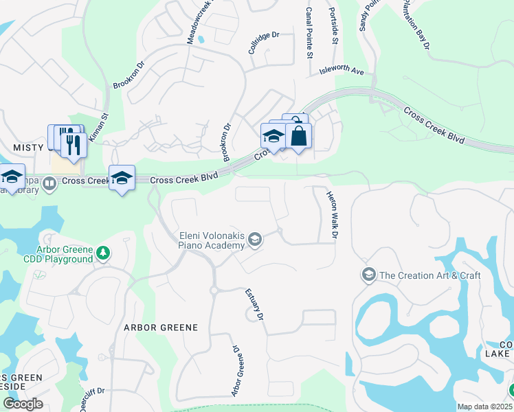 map of restaurants, bars, coffee shops, grocery stores, and more near 10208 Shadow Branch Drive in Tampa