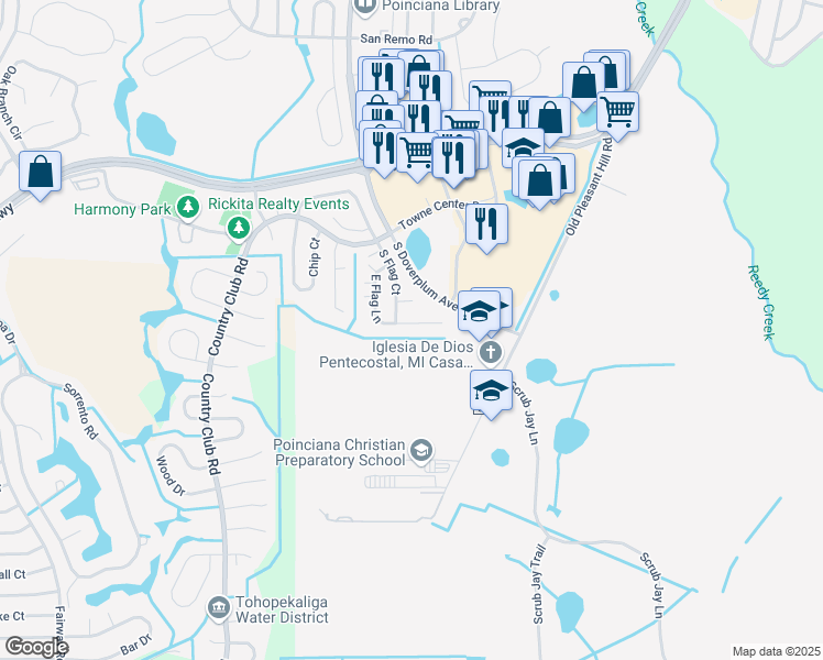 map of restaurants, bars, coffee shops, grocery stores, and more near 846 Flag Lane in Kissimmee