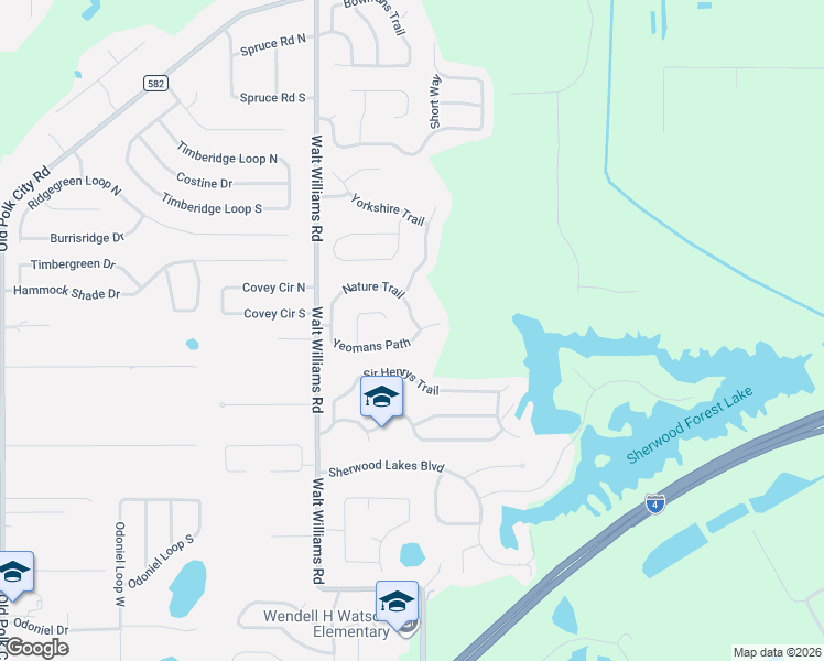 map of restaurants, bars, coffee shops, grocery stores, and more near 7843 Nature Trail in Lakeland