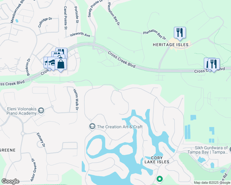 map of restaurants, bars, coffee shops, grocery stores, and more near 10824 Barbados Isle Drive in Tampa