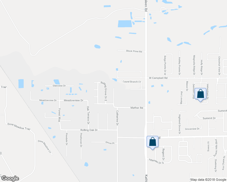 map of restaurants, bars, coffee shops, grocery stores, and more near 7717 Mather Road North in Lakeland