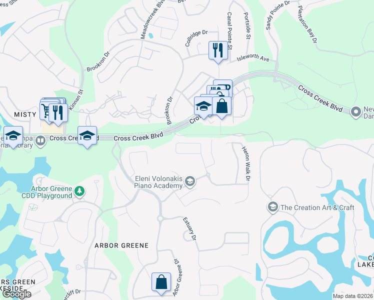map of restaurants, bars, coffee shops, grocery stores, and more near 10235 Shadow Branch Drive in Tampa