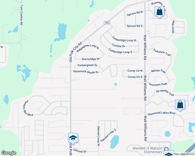 map of restaurants, bars, coffee shops, grocery stores, and more near 7801 Old Polk City Road in Lakeland