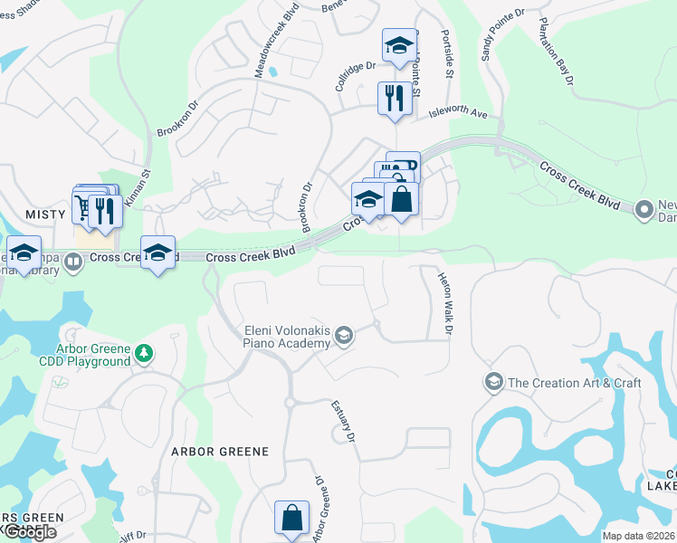 map of restaurants, bars, coffee shops, grocery stores, and more near 10235 Shadow Branch Drive in Tampa