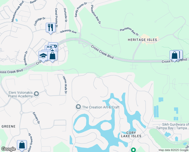 map of restaurants, bars, coffee shops, grocery stores, and more near 10824 Barbados Isle Drive in Tampa