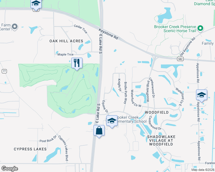 map of restaurants, bars, coffee shops, grocery stores, and more near 443 Equine Drive in Tarpon Springs