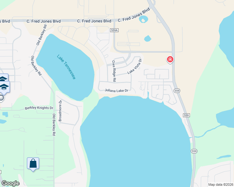 map of restaurants, bars, coffee shops, grocery stores, and more near 4115 Juliana Lake Drive in Auburndale