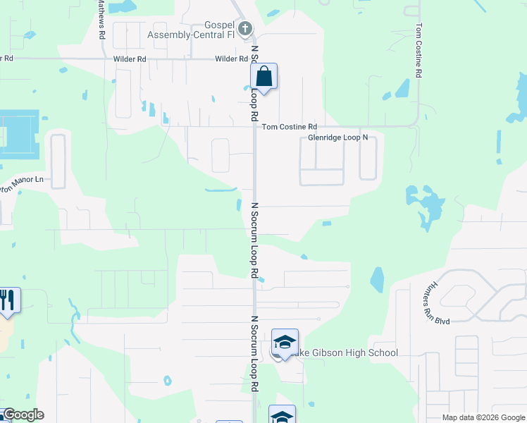 map of restaurants, bars, coffee shops, grocery stores, and more near 107 Kent Road in Lakeland