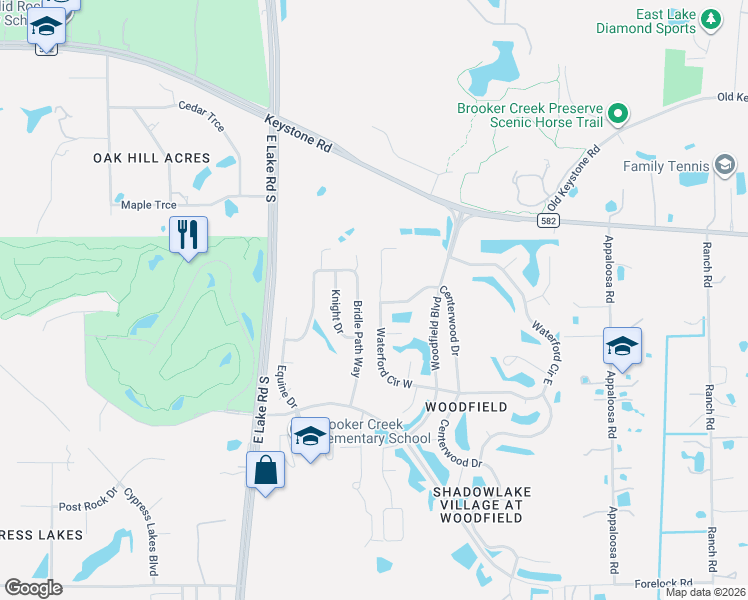 map of restaurants, bars, coffee shops, grocery stores, and more near 459 Bridle Path Way in Tarpon Springs