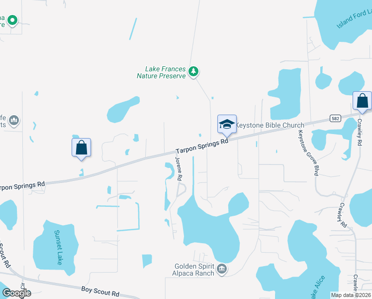 map of restaurants, bars, coffee shops, grocery stores, and more near Tarpon Springs Road in Odessa