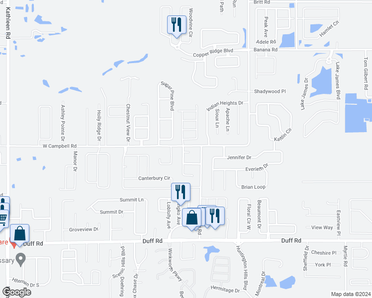 map of restaurants, bars, coffee shops, grocery stores, and more near 3061 Jordan Heights Court in Lakeland