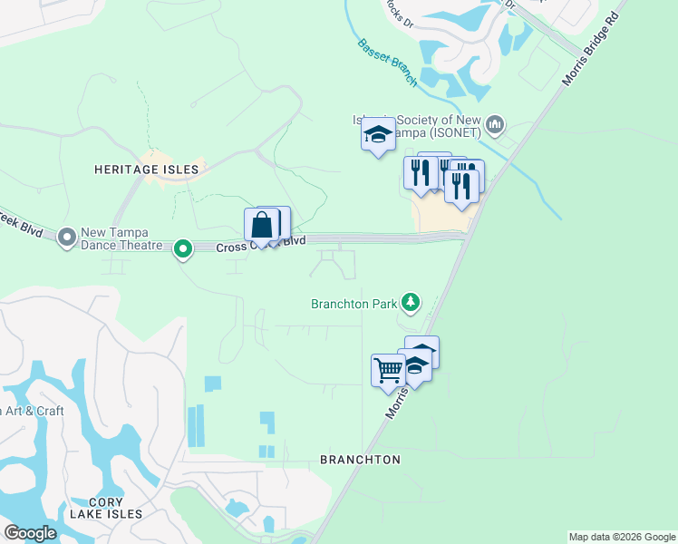 map of restaurants, bars, coffee shops, grocery stores, and more near 10849 Dragonwood Drive in Tampa