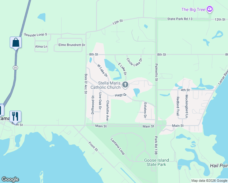 map of restaurants, bars, coffee shops, grocery stores, and more near 162 Hagy Drive in Rockport