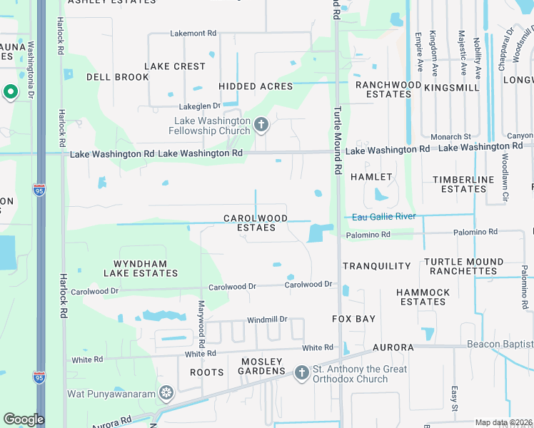 map of restaurants, bars, coffee shops, grocery stores, and more near 4131 Careywood Dr in Melbourne