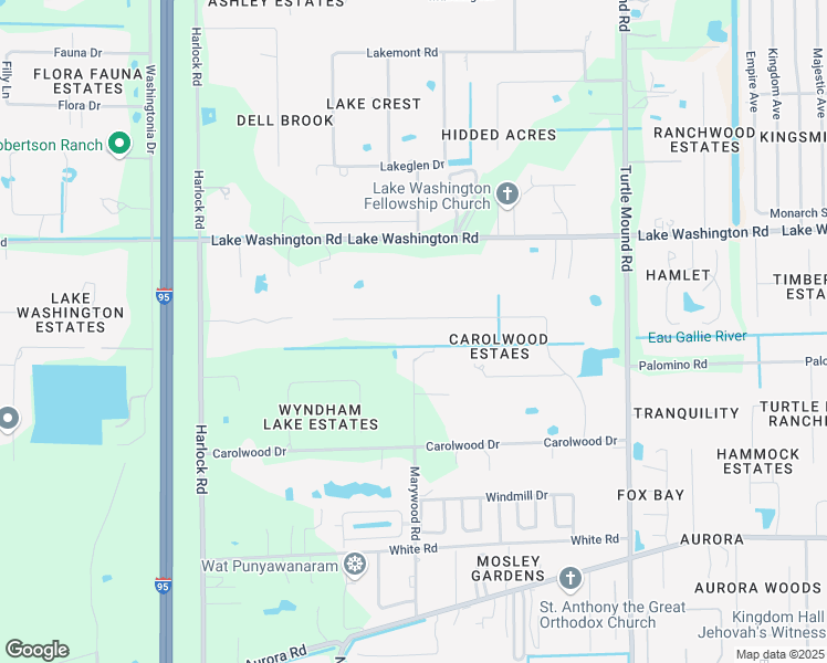 map of restaurants, bars, coffee shops, grocery stores, and more near 4211 Careywood Drive in Melbourne