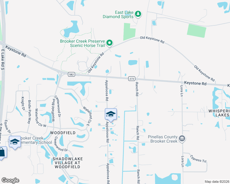 map of restaurants, bars, coffee shops, grocery stores, and more near 345 Appaloosa Road in Tarpon Springs