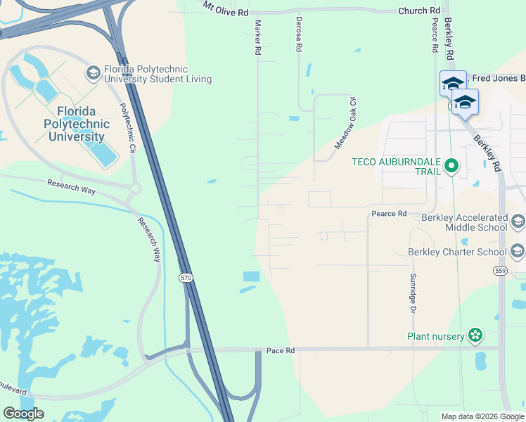 map of restaurants, bars, coffee shops, grocery stores, and more near 1808 Marker Road in Polk City