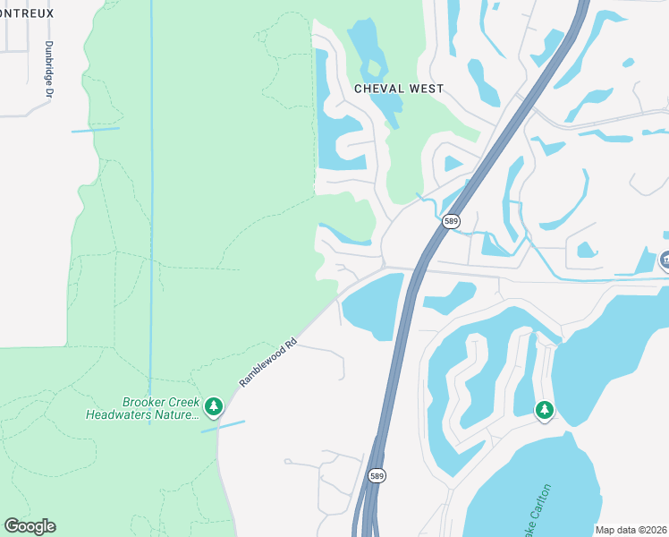 map of restaurants, bars, coffee shops, grocery stores, and more near 18520 Ramblewood Road in Lutz