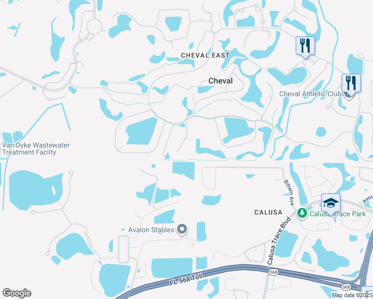 map of restaurants, bars, coffee shops, grocery stores, and more near 18607 Avenue Monaco in Lutz