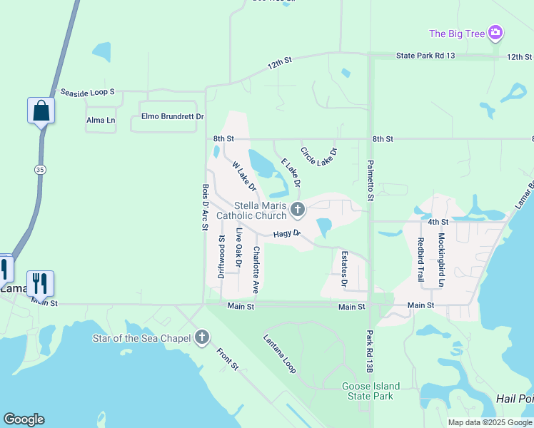 map of restaurants, bars, coffee shops, grocery stores, and more near 162 Hagy Drive in Rockport