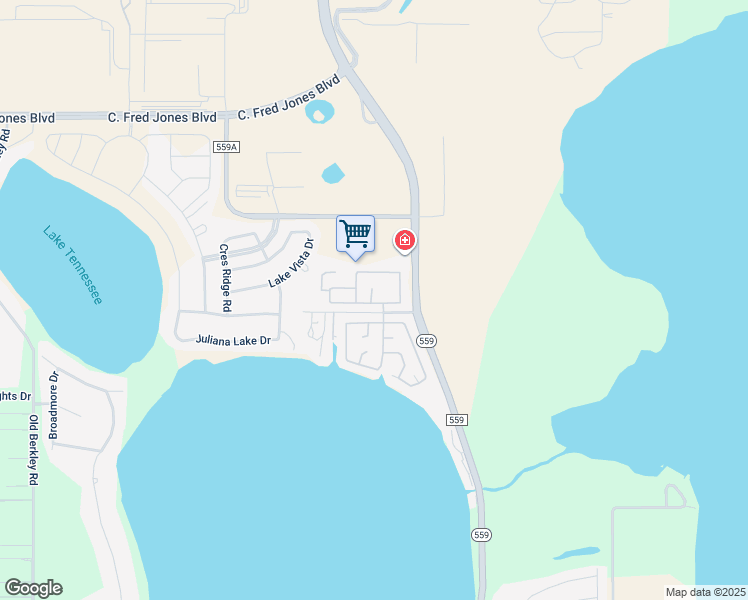 map of restaurants, bars, coffee shops, grocery stores, and more near 411 Clubhouse Lane in Auburndale