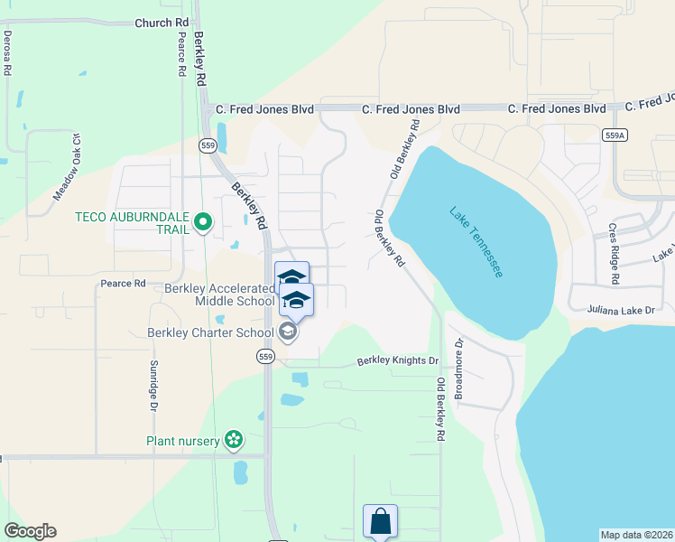 map of restaurants, bars, coffee shops, grocery stores, and more near 1182 Kittansett Lane in Auburndale