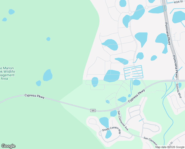 map of restaurants, bars, coffee shops, grocery stores, and more near 2452 County Road 580 in Kissimmee