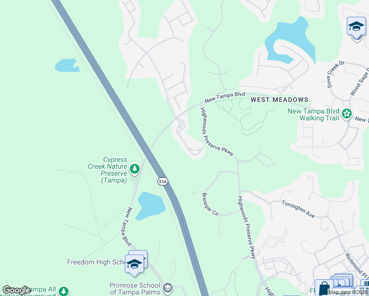 map of restaurants, bars, coffee shops, grocery stores, and more near 18910 Duquesne Drive in Tampa