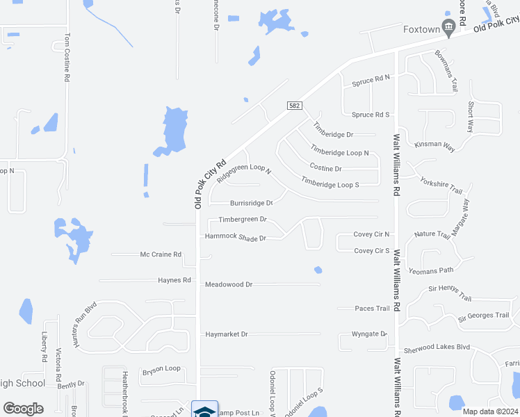 map of restaurants, bars, coffee shops, grocery stores, and more near 1035 Burrisridge Drive in Lakeland