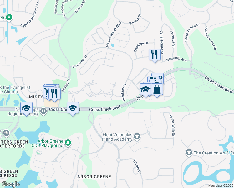 map of restaurants, bars, coffee shops, grocery stores, and more near 10322 Venitia Real Avenue in Tampa