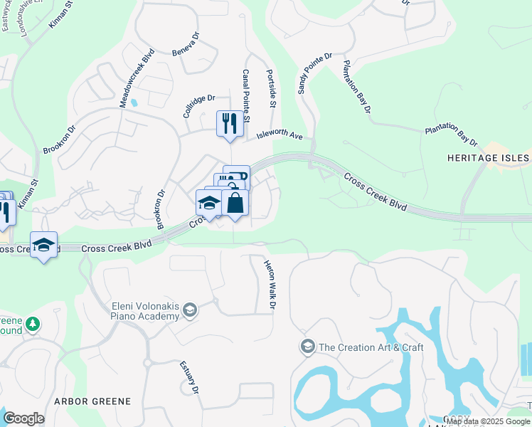 map of restaurants, bars, coffee shops, grocery stores, and more near 10401 Cross Creek Boulevard in Tampa