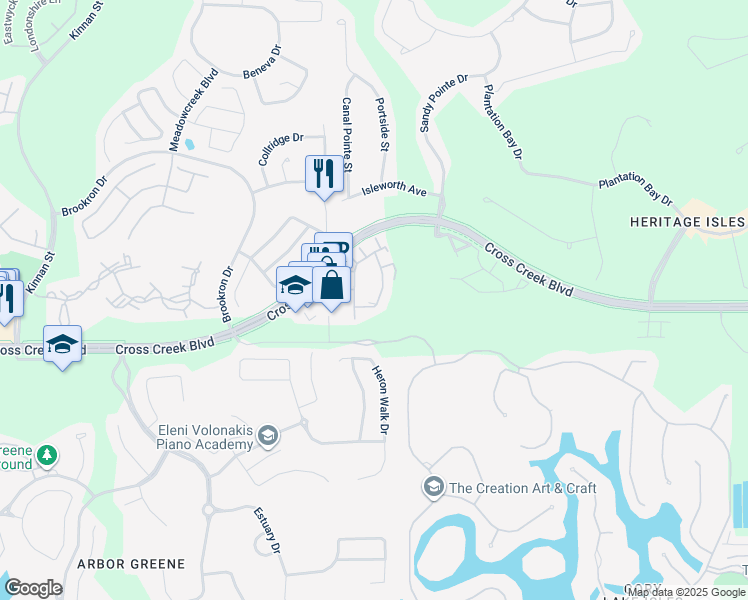 map of restaurants, bars, coffee shops, grocery stores, and more near 10401 Cross Creek Boulevard in Tampa