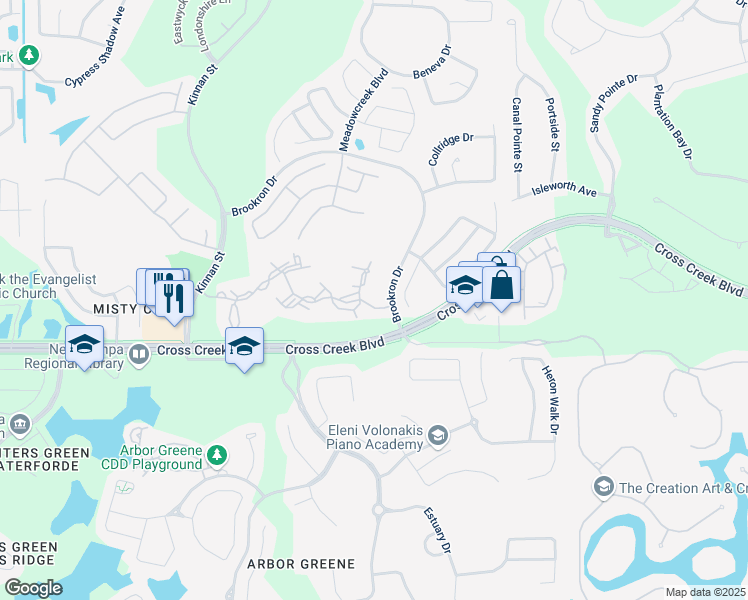 map of restaurants, bars, coffee shops, grocery stores, and more near 10322 Venitia Real Avenue in Tampa