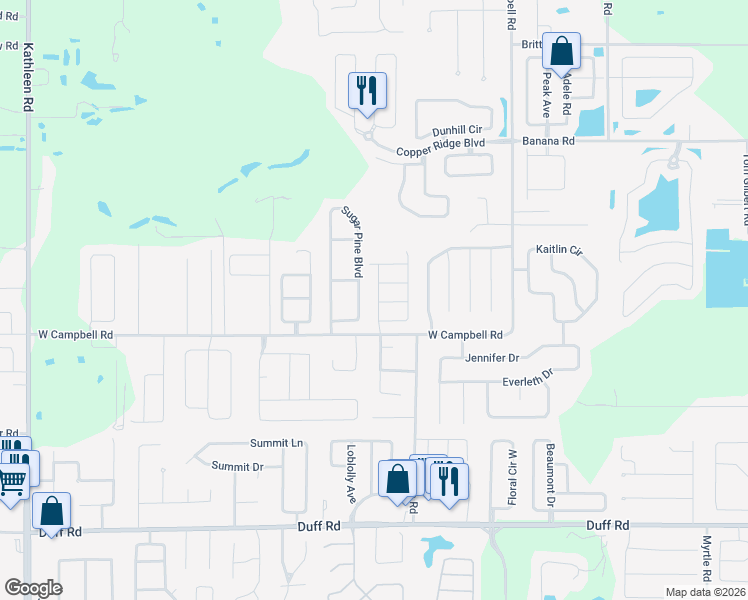 map of restaurants, bars, coffee shops, grocery stores, and more near 7938 Charleston Boulevard in Lakeland