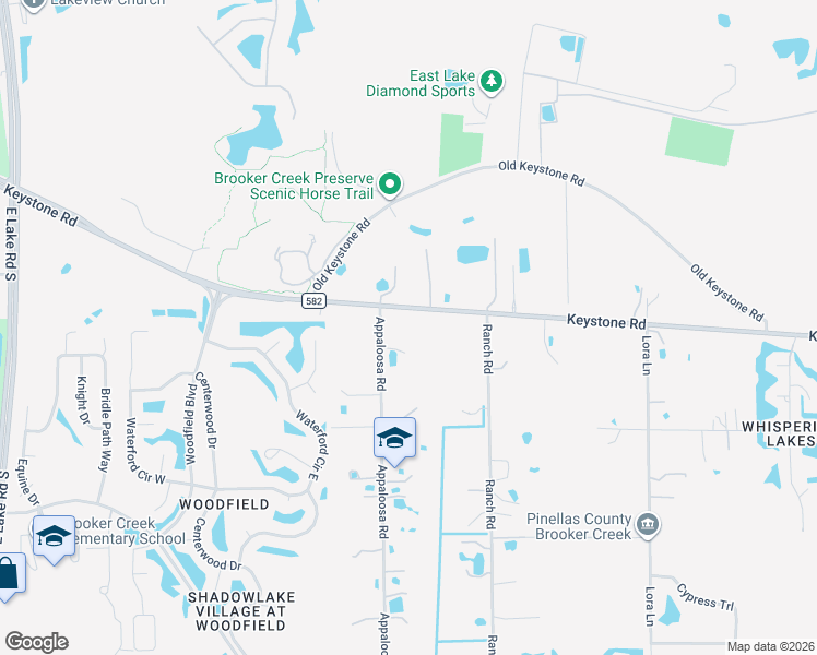 map of restaurants, bars, coffee shops, grocery stores, and more near 345 Appaloosa Road in Tarpon Springs