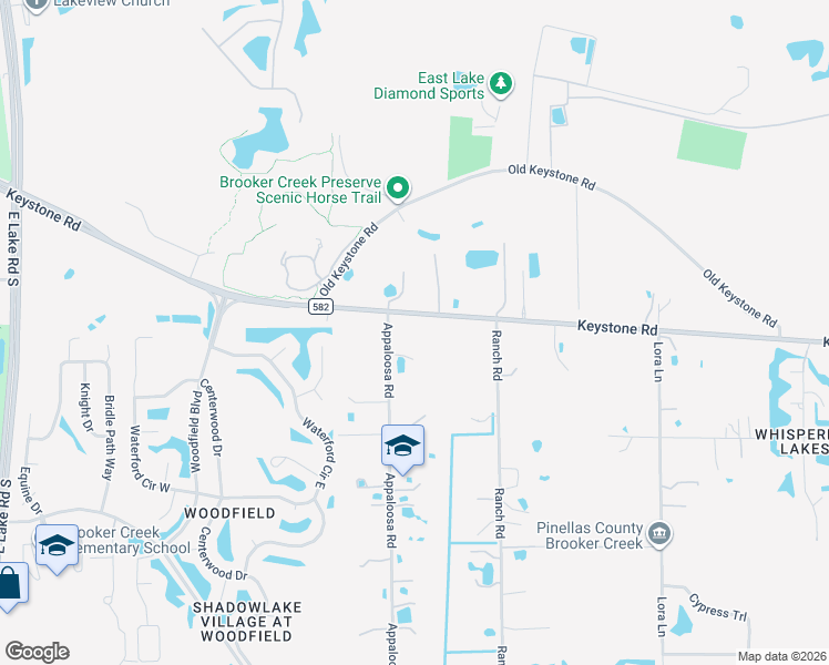 map of restaurants, bars, coffee shops, grocery stores, and more near 345 Appaloosa Road in Tarpon Springs
