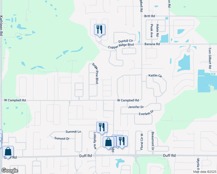 map of restaurants, bars, coffee shops, grocery stores, and more near 3010 Ivywood Lane in Lakeland
