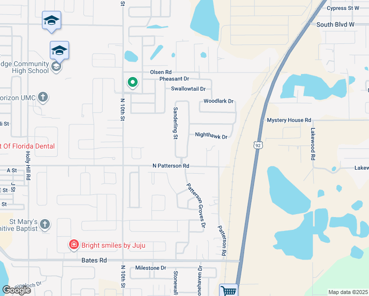 map of restaurants, bars, coffee shops, grocery stores, and more near 3000 Sanderling Street in Haines City