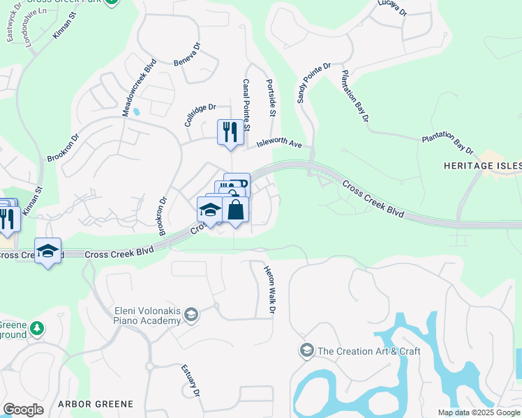 map of restaurants, bars, coffee shops, grocery stores, and more near 10401 Cross Creek Boulevard in Tampa