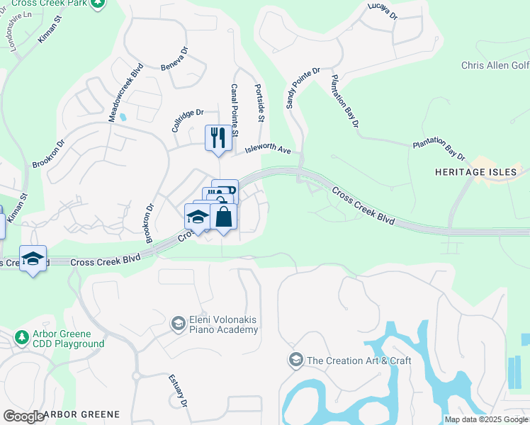 map of restaurants, bars, coffee shops, grocery stores, and more near 10513 Villa View Circle in Tampa