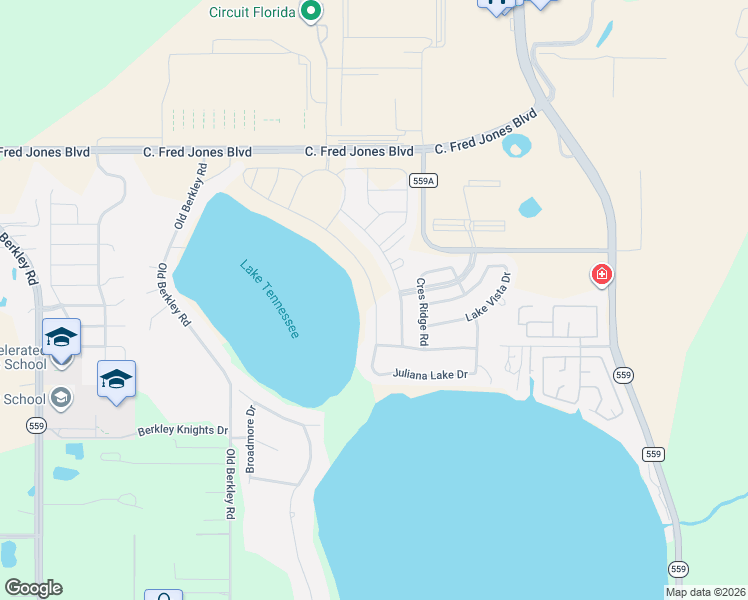 map of restaurants, bars, coffee shops, grocery stores, and more near 4253 Juliana Lake Drive in Auburndale