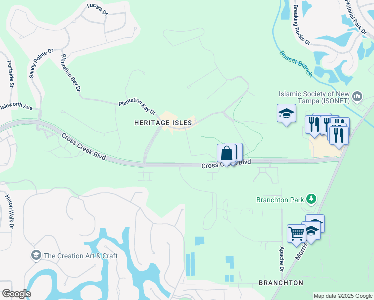 map of restaurants, bars, coffee shops, grocery stores, and more near 18117 Palm Beach Drive in Tampa