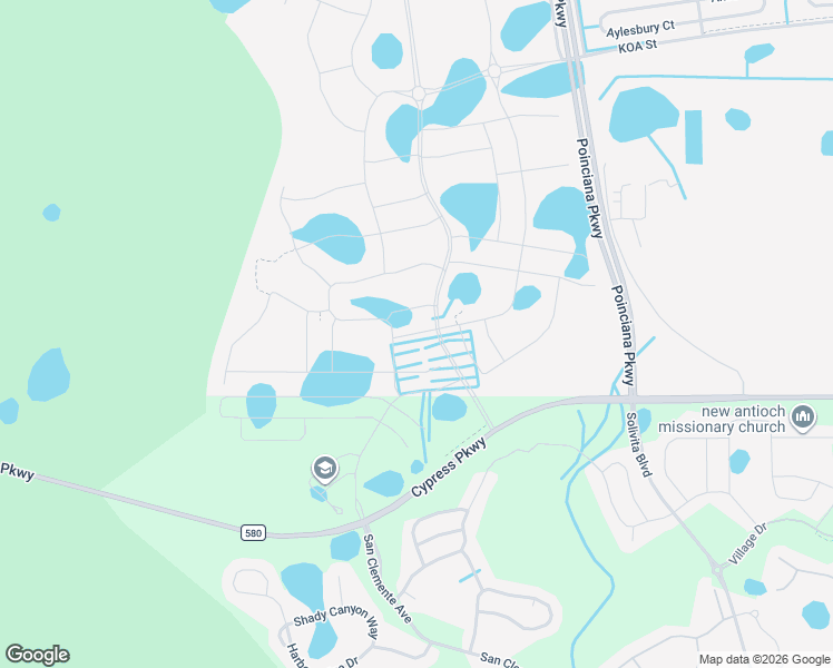 map of restaurants, bars, coffee shops, grocery stores, and more near 2419-2463 Cypress Parkway in Kissimmee
