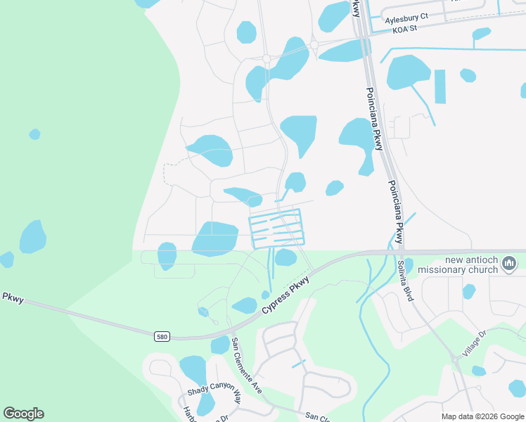 map of restaurants, bars, coffee shops, grocery stores, and more near 2419-2463 Cypress Parkway in Kissimmee