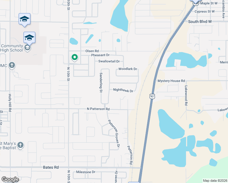 map of restaurants, bars, coffee shops, grocery stores, and more near 1571 Woodlark Drive in Haines City
