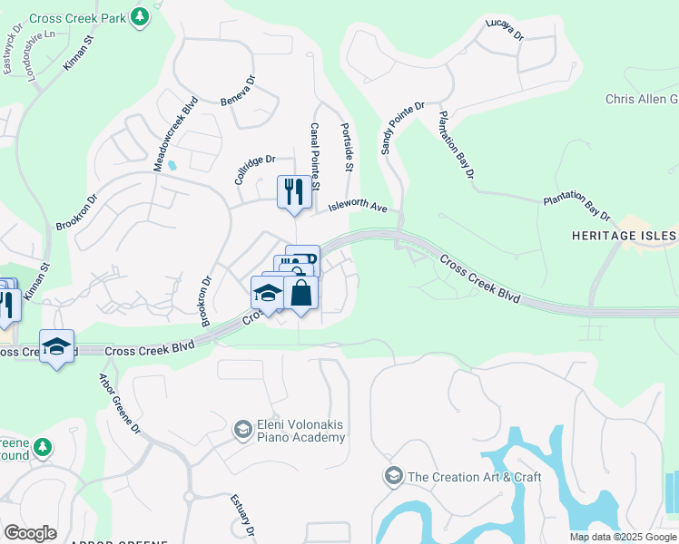 map of restaurants, bars, coffee shops, grocery stores, and more near 18134 Villa Creek Drive in Tampa
