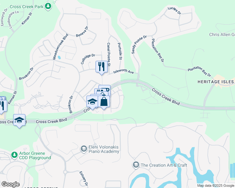 map of restaurants, bars, coffee shops, grocery stores, and more near 18108 Villa Creek Drive in Tampa