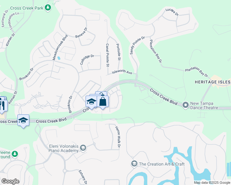 map of restaurants, bars, coffee shops, grocery stores, and more near 17905 Villa Creek Drive in Tampa