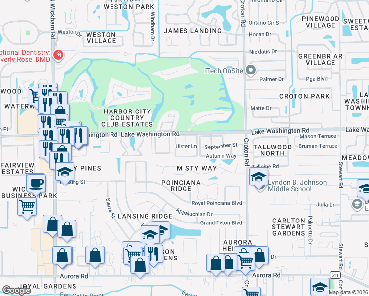 map of restaurants, bars, coffee shops, grocery stores, and more near 167 Ulster Court in Melbourne
