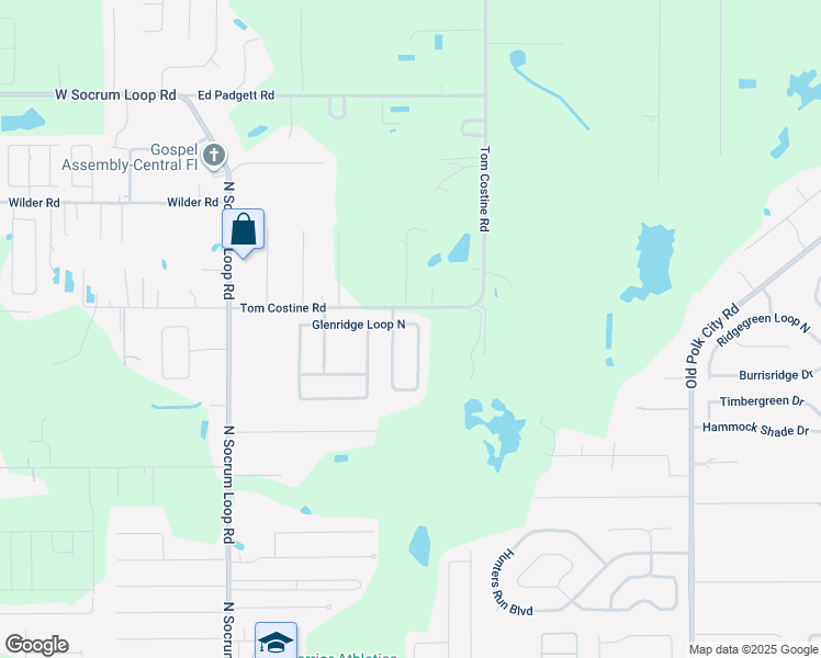 map of restaurants, bars, coffee shops, grocery stores, and more near 8066 Ridgeglen Circle East in Lakeland